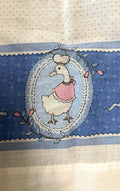 Vintage Country Kitchen Curtains Set Blue White Goose Polka Dot Valance Tier.