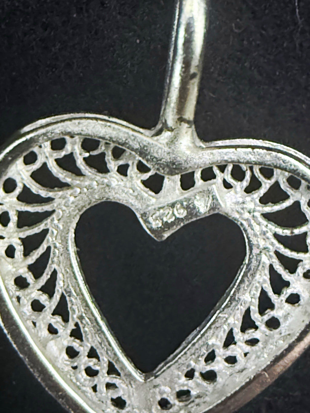 Signed 925 Sterling Silver Filigree Openwork Heart Pendant Love Theme,