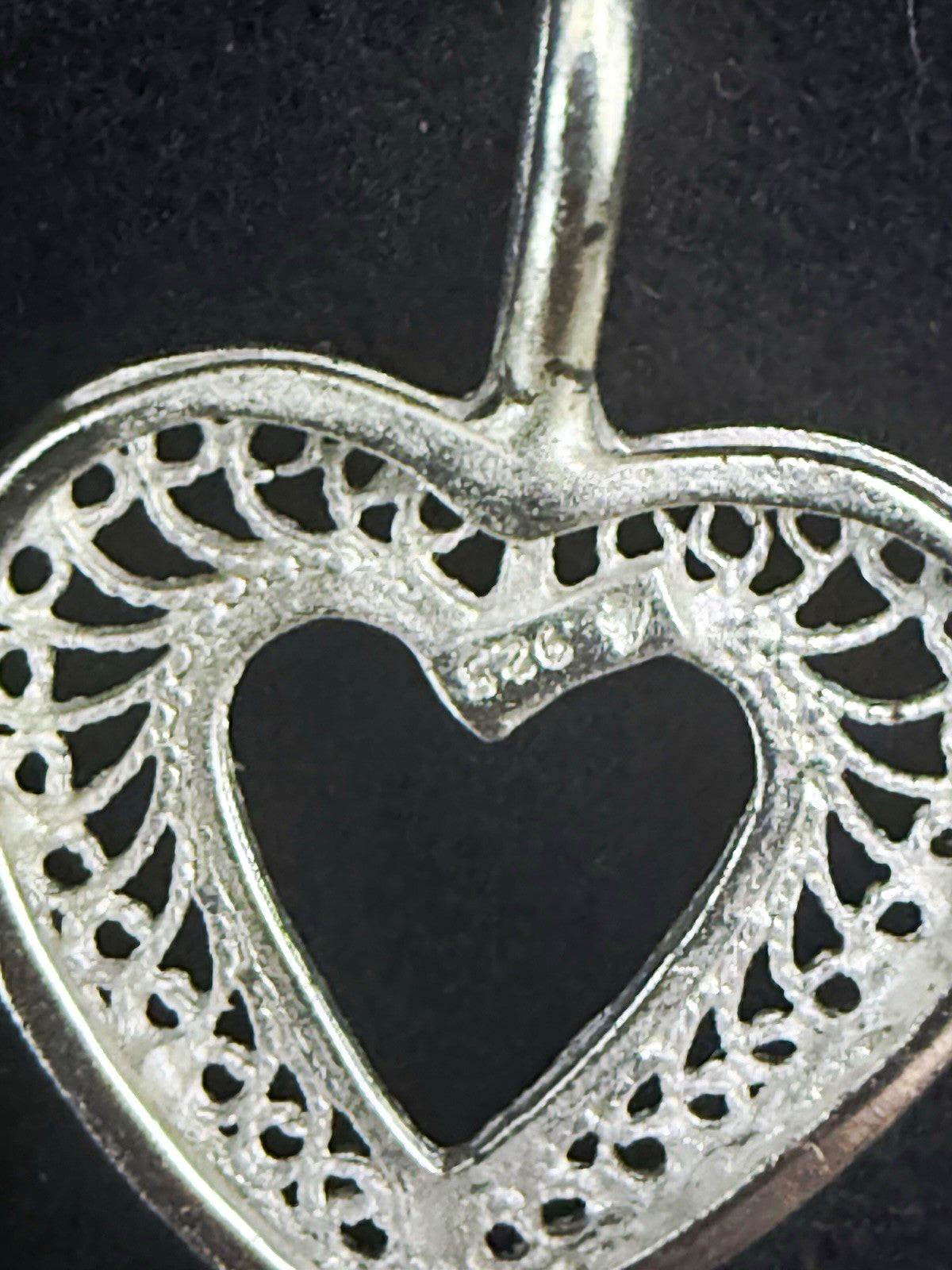 Signed 925 Sterling Silver Filigree Openwork Heart Pendant Love Theme,