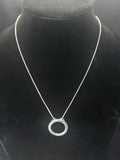 925 Sterling Silver Circle Pendant Love Emblem Chain Neckless.