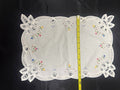Vintage White Cutwork Embroidered Cloths with Lace Trim (Set of 5)