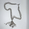 Silver Tone Multistrand Cable Chain Necklace Simulated Pearl Tassel Pendant 1ea