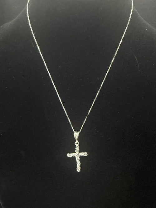 925 Sterling Silver Cross And Chain.