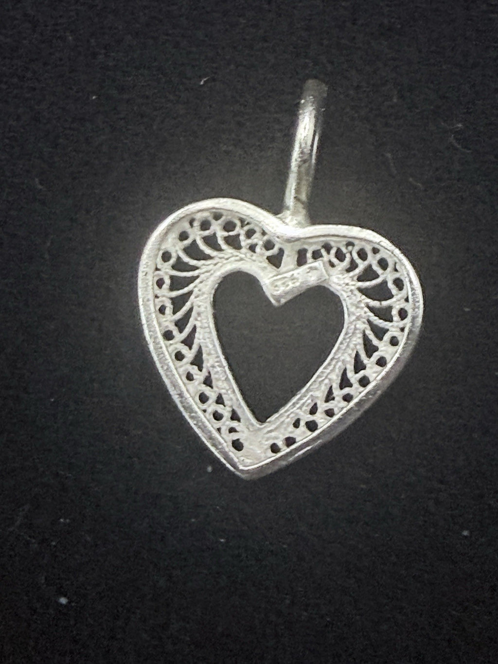 Signed 925 Sterling Silver Filigree Openwork Heart Pendant Love Theme,