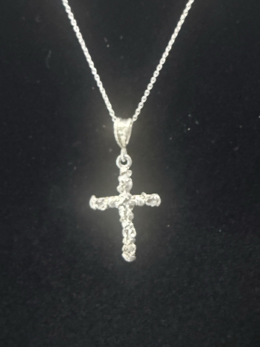 925 Sterling Silver Cross And Chain.
