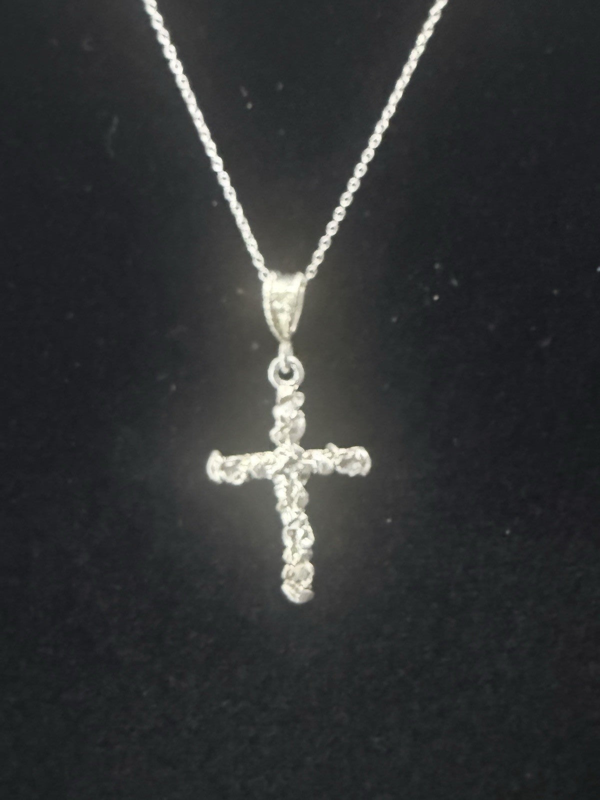 925 Sterling Silver Cross And Chain.