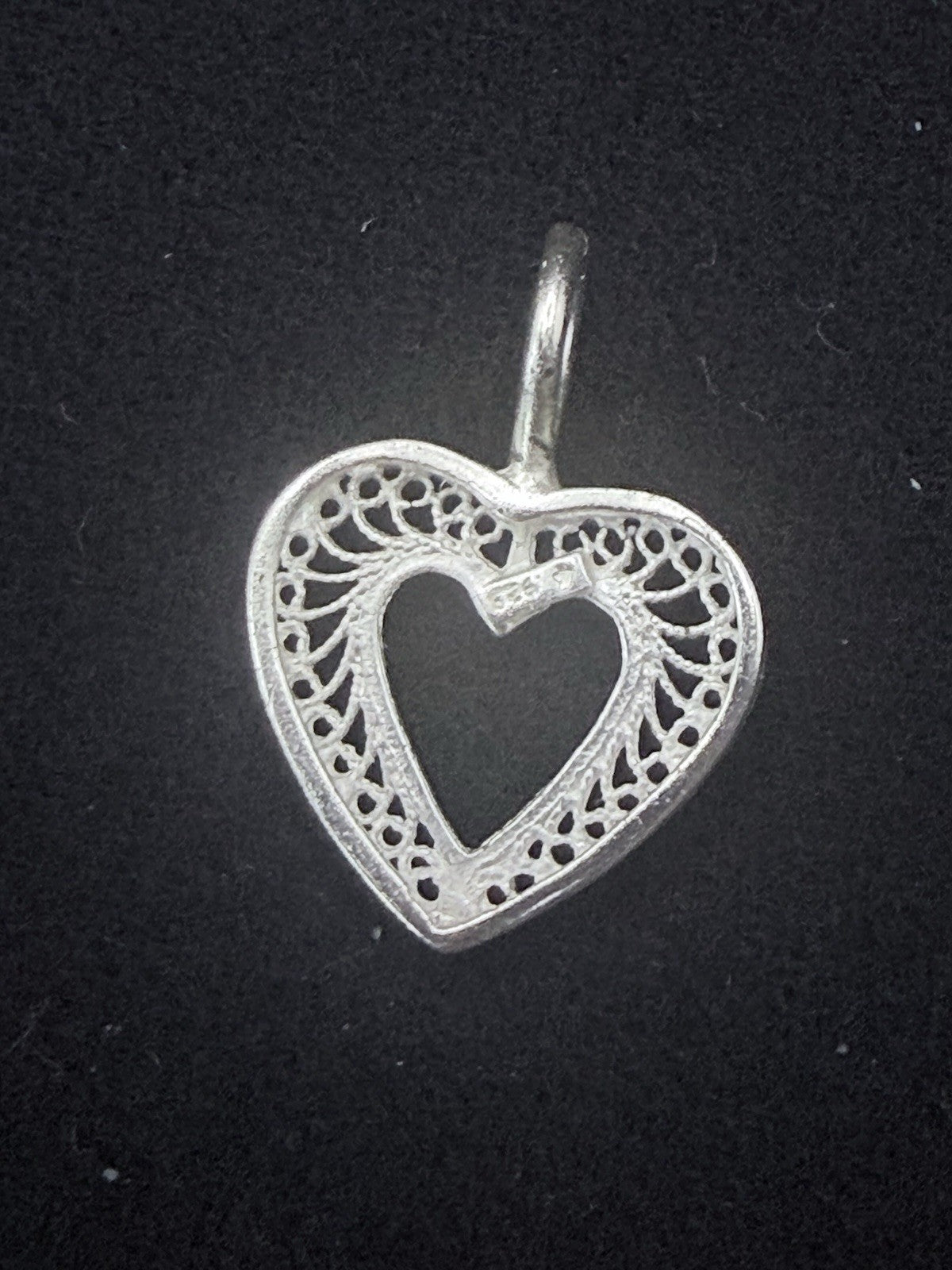 Signed 925 Sterling Silver Filigree Openwork Heart Pendant Love Theme,