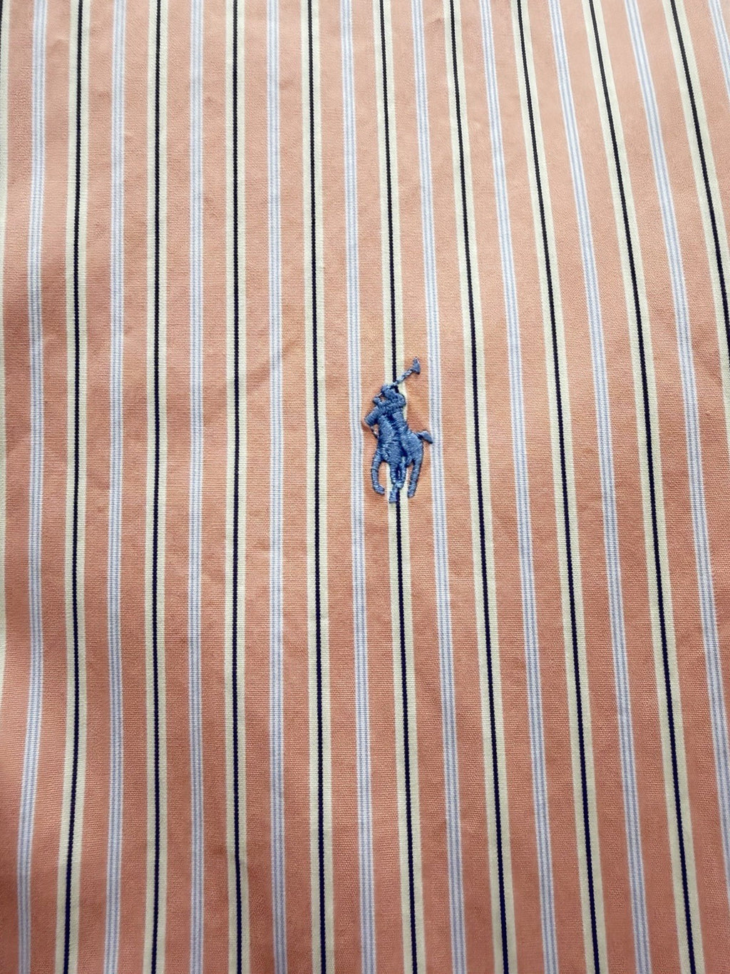 Like New Ralph Laurent Custom Fit Mens 15 1/2  34/35 Shirt Orange Stripe Button Down