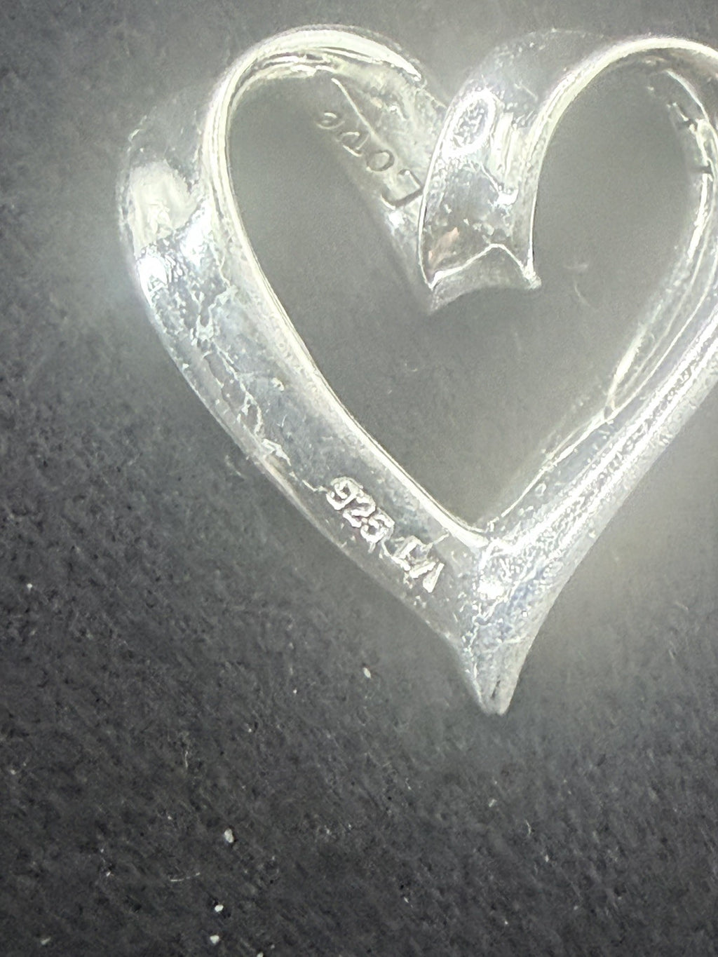 Sterling Silver Open Heart Pendant Inscribed I Love You Quote 3.7g 26mm.