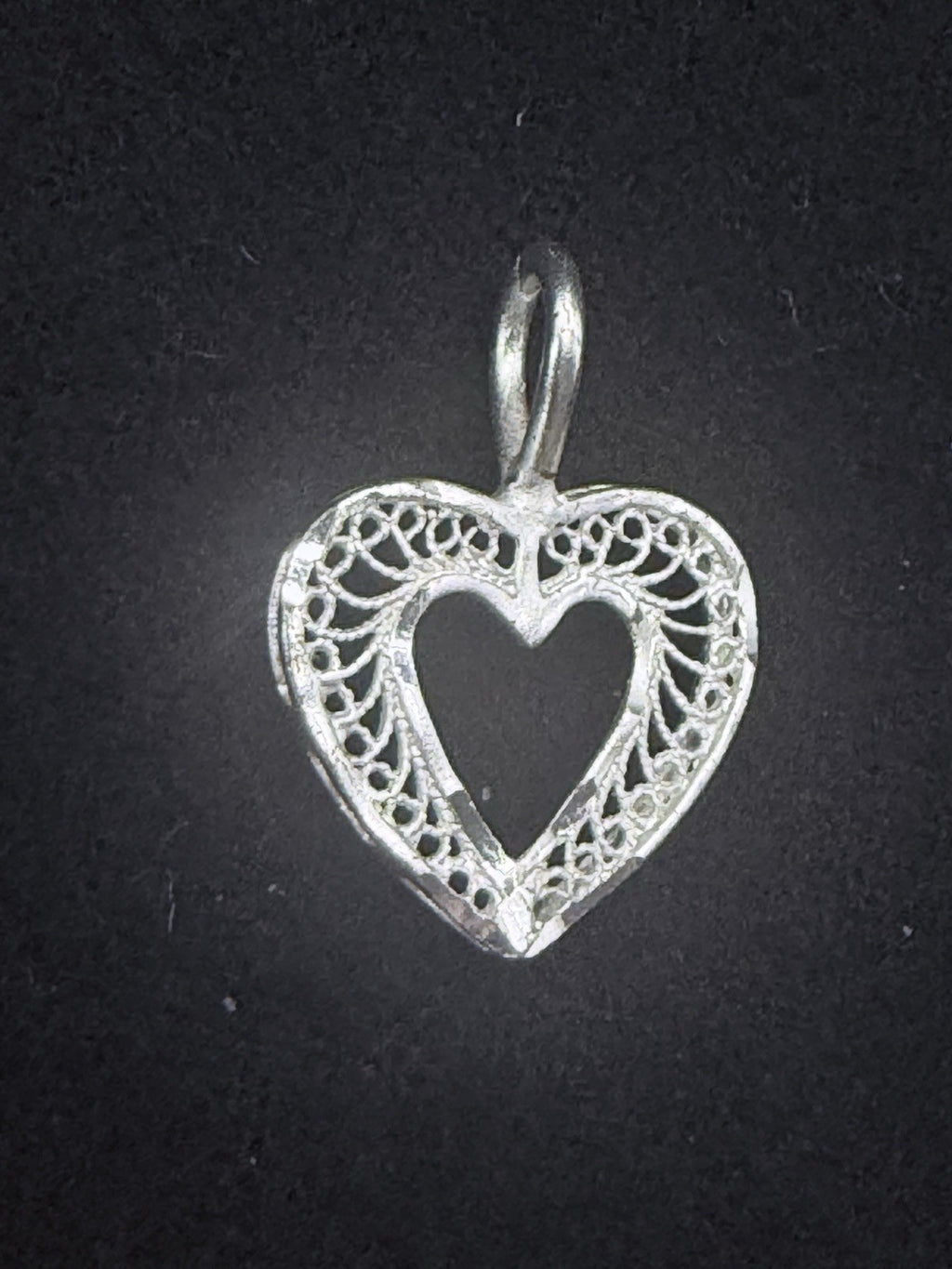 Signed 925 Sterling Silver Filigree Openwork Heart Pendant Love Theme,