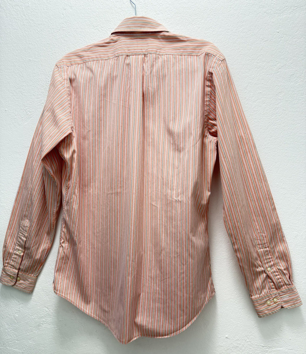 Like New Ralph Laurent Custom Fit Mens 15 1/2  34/35 Shirt Orange Stripe Button Down