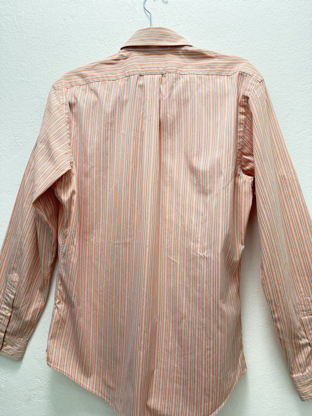 Like New Ralph Laurent Custom Fit Mens 15 1/2  34/35 Shirt Orange Stripe Button Down