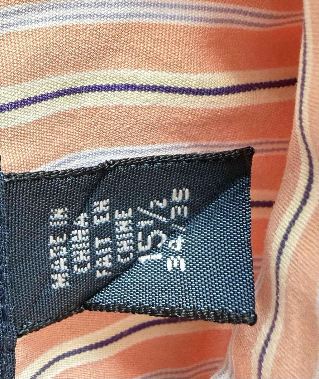 Like New Ralph Laurent Custom Fit Mens 15 1/2  34/35 Shirt Orange Stripe Button Down